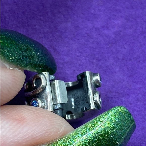 💛 Retired Sterling Silver Pandora Tendril Blue CZ Charm Clip - Picture 3 of 6